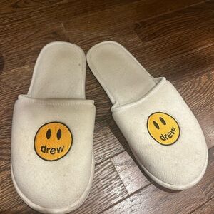 Drew House Cream Slippers with Yellow Emblem